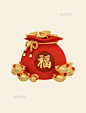 新年春节C4D3D立体福袋春节新年兔年