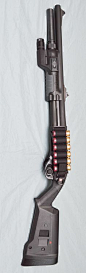 Remington 870 12ga; ext +2 mag tube, surefire forend, Magpul stock, sling mount. hook/loop ammo side saddle. My ideal pump shotgun! est. ~$900