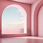 A blank pink room in corner