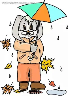 手绘打着雨伞的小兔子插画|动物|动物图片|卡通动物|卡通画|卡通形象|免费下载|矢量素材|手绘|兔子|小兔子