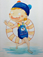 儿童泳衣——插画