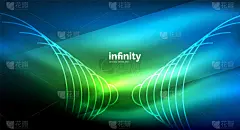 抽象波浪对深色背景，发光霓虹灯数字背景模板