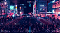 刀锋战士风格新宿十字路口的夜晚