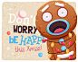 夸张漫画风圣诞节可爱卡通手绘姜饼人插画海报背景矢量素材