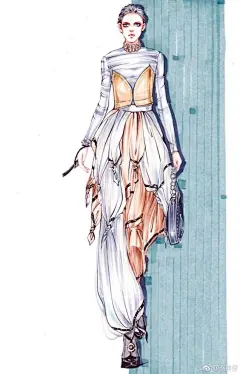 服装插画彩铅效果图服装设计人物画 - 堆糖，美好生活研究所