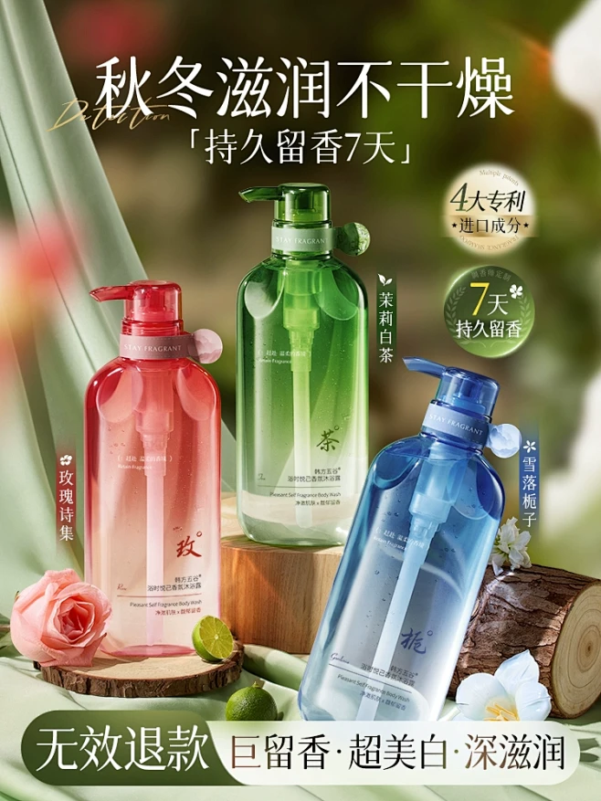 沐浴露秋冬滋润持久留香72小时香水保湿止...