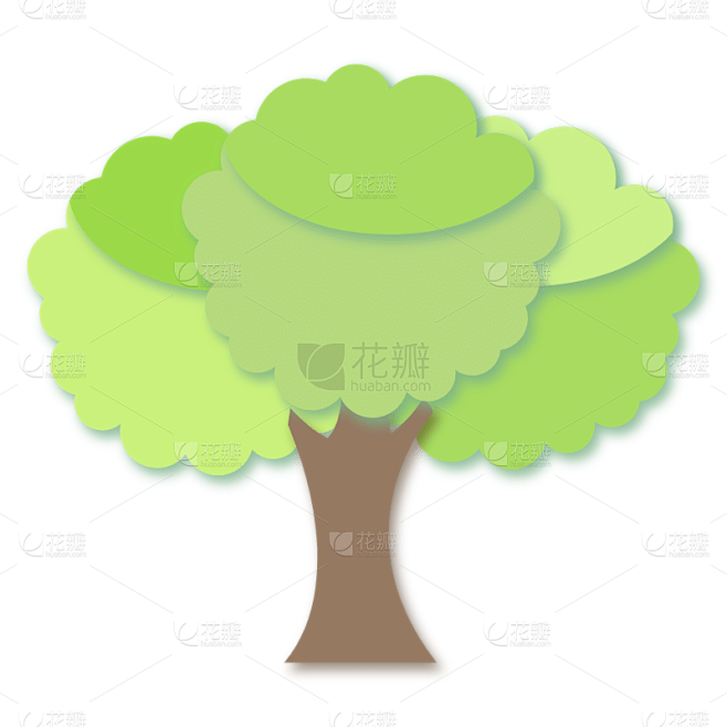 剪纸风元素贴纸SVG-树2