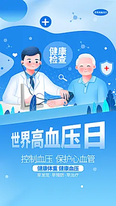 世界高血压日心脏健康体检科普海报