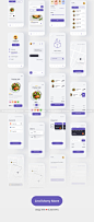 65屏国外优质在线订餐外卖送餐app界面设计紫色ui套件设计素材模板