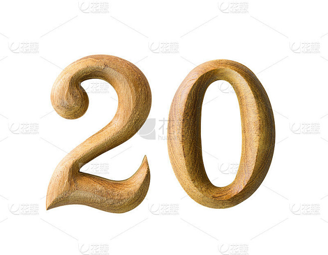 白色的木制数字20