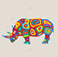 犀牛,自然,野生动物,图像,哺乳纲,动物,品牌名称,矢量,波普风,彩色图片