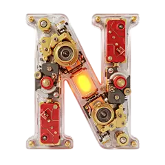 机械机甲创意英文字符字母N