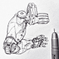 Bionic Robotics Design, Edon Guraziu : Here are a couple of sketches I did over the last couple of months. Bionic arms and robotics. Hope you enjoy these!!