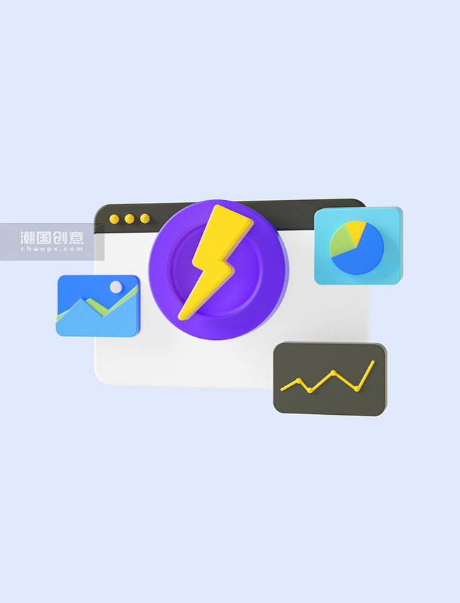 3D立体紫色C4D数据分析商务办公分析报...
