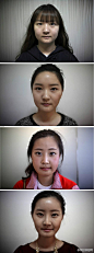 [] 快拍快拍网#每天看世界最好的照片#韩国摄影师Jean Chung跟随韩国第四届整容手术模特大赛的五位模特拍摄了这组照片。韩国在2009年就有4000个整形机构，据新闻报道，有46%的韩国女性进行过美容整形手术。摄影师用图片讲述了参赛模特们为了追求极致美丽，不屑努力的过程。http://t.cn/zWcg8Fc（@胡聪1988 整理）来自:新浪微博