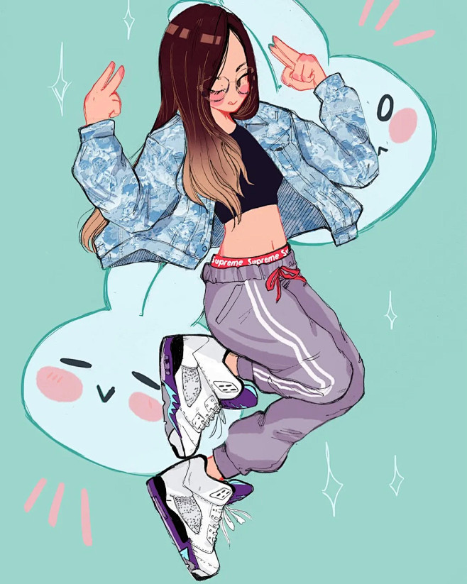 插画｜甜女孩 爱球鞋