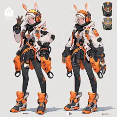 AI守望先锋风格人物设计素材 科幻机甲角色设定 游戏插画临摹资源-淘宝网