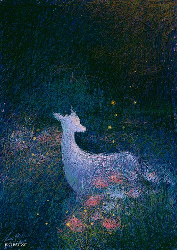 Yun Fei Wang 唯美线条插画欣...