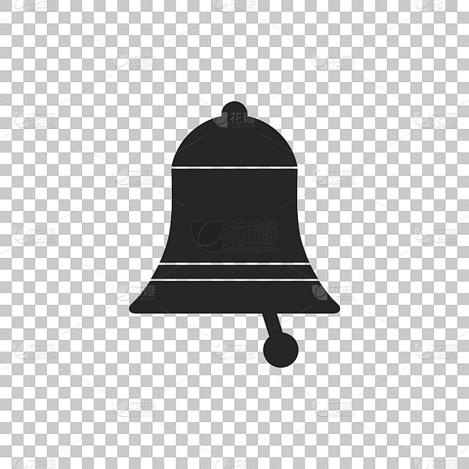 铃声图标孤立在透明的背景。报警标志、服务铃、手铃标志、通知标志。平面设计。矢量图