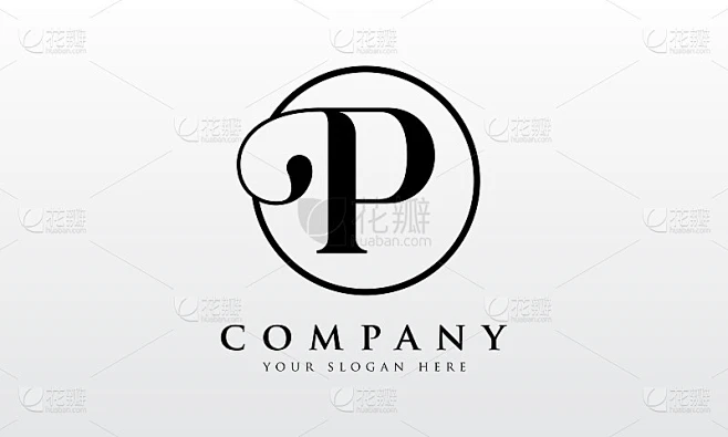 首字母P黑色颜色与白色背景标志设计矢量模板。创意字母P标志设计图片_白色背景图片素材-花瓣网
