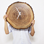 【时间痕迹·超大款】木呓原创简约创意实木年轮钟静音客厅挂钟表-淘宝网