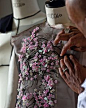 Fashion Atelier - haute couture embroidery for a floral embellished dress; fashion studio // Christian Dior