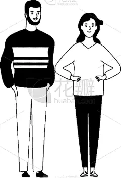 伴侣,黑白图片,头像,动画片,可爱的,人,高雅,男人,家庭,爱