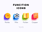 4 Function Icons jackpot casino lottery coupon point book fiction film colorful vector ui business automate icon flat app 任务图标