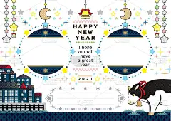 牛年插图贺年卡贺卡明信片设计牛和金牛座在闪烁星空框架新年快乐