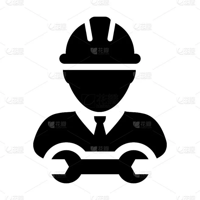 工人图标矢量服务人员轮廓阿凡达与扳手工具工厂维护和机械工作与安全帽在象形象形符号素材-花瓣网