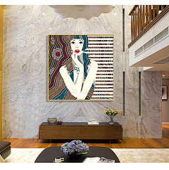 画品厂家田小姐采集到锦尚晶瓷画创意个性壁画客厅玄关抽象装饰画现代简约时尚美女挂画