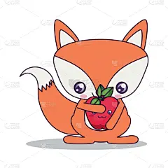 可爱,狐狸,卡通,可爱的,愉悦,玩具,苹果,艺术,设计,爱