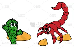 可爱的,仙人掌,蝎子,甜点心,狂怒的,怪异,野生动物,蜘蛛纲,动物,绘制