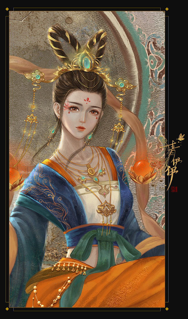 敦煌仙女壁画青伊伊插画师作品涂鸦王国gracgcom