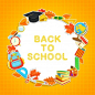 Cartoon styled school supplies