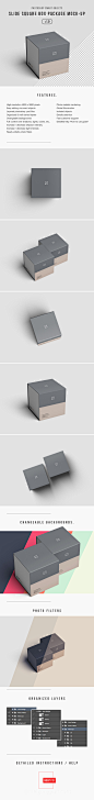 高品质的高端正方形化妆品盒子包装样机展示模型Slide Box Package Mockup :   _物料_T2019325 #率叶插件，让花瓣网更好用_http://jiuxihuan.net/lvye/#
