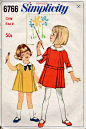 六十年代童装纸样，简洁俏皮的A字型裙装和大衣。