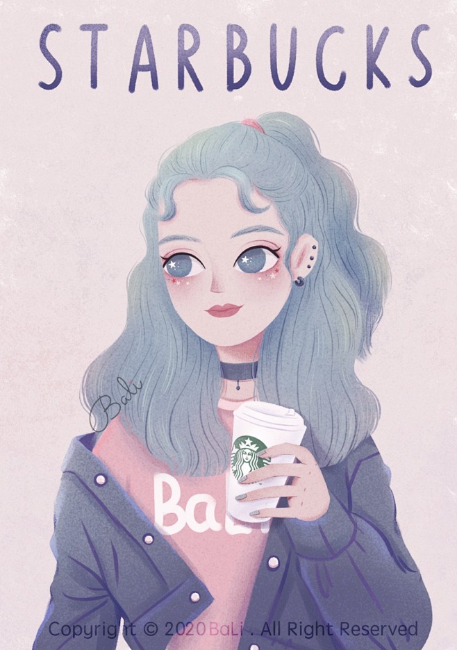 星冰乐小姐姐—Bali原创插画