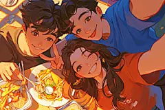 夏日聚会假日友情插画