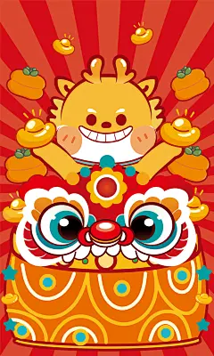 封面主图小飞龙微信红包封面壁纸手机主题卡通可爱手机壳海报