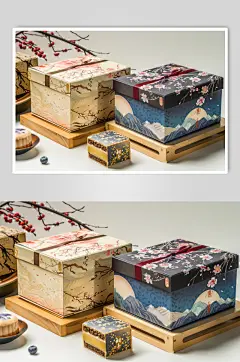AI数字艺术中秋节送礼月饼礼盒图片