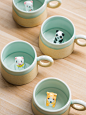 原来是泥可爱萌物手工陶瓷动物卡通咖啡杯带勺创意水杯礼物送女友-淘宝网