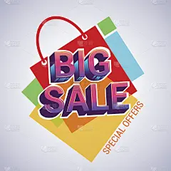 大减价折扣横幅模板设计与彩色几何背景。