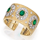 18 KARAT TWO-COLOR GOLD, EMERALD AND DIAMOND CUFF-BRACELET, BUCCELLATI@北坤人素材