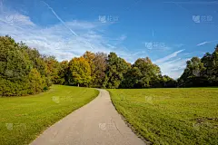 慢跑,公园,草,小路,背景,天空,男人,绿色,蓝色,树