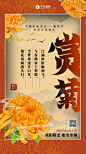 赏菊菊花红色扁平海报1图片-在线PS设计素材下载-千库编辑