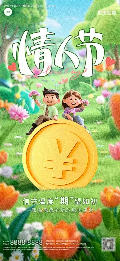 源文件下载【金融情人节海报】编号：73470028776693540