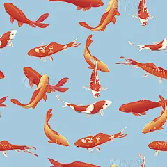 Golden koi fishes seamless vector print