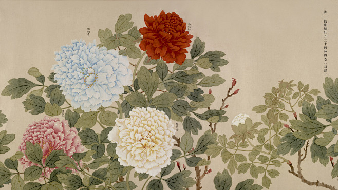 台湾 故宮博物院 額入り絵画 清錢維城畫萬彙熙春圖