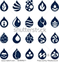 Water drop icons and design elements.